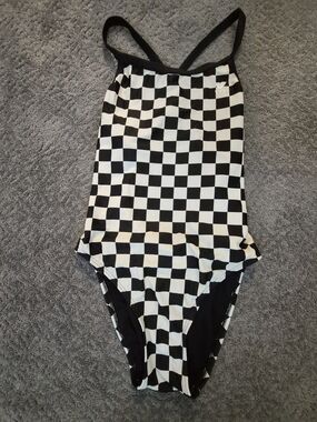 TYR Black and White Checkered One-Piece Swimsuit - 36/L/10-12